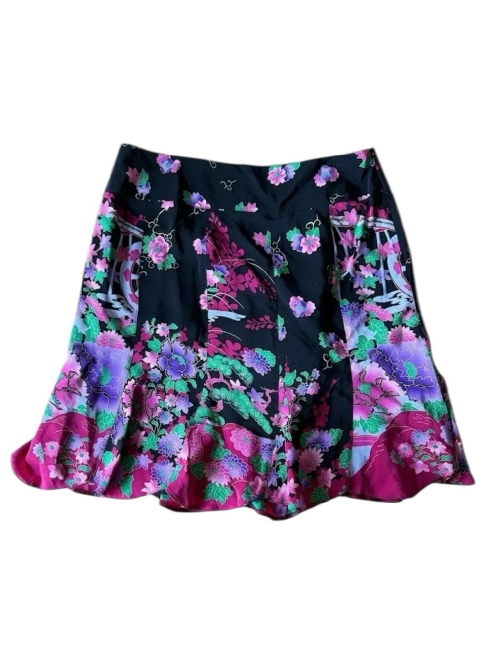 Nanette Lepore Silk Mini Skirt Maximalism Dopamine Abstract Whimsigoth Romantic